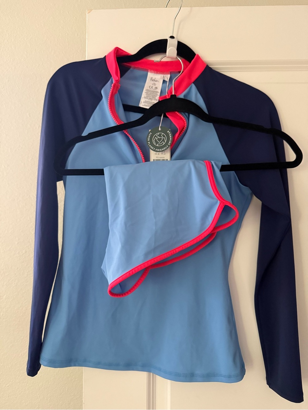 Boden Rashguard Raglan Top and matching swim shorts